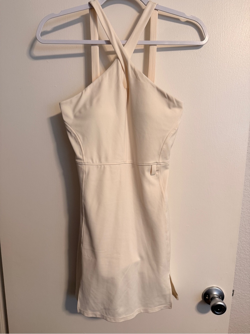 girlfriend collective Cream Cross-Back Mini Dress